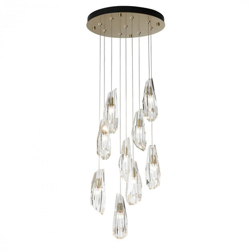 Hubbardton Forge Luma 9 Light Large Crystal Round Pendant Model: 131101-SKT-LONG-84-CR