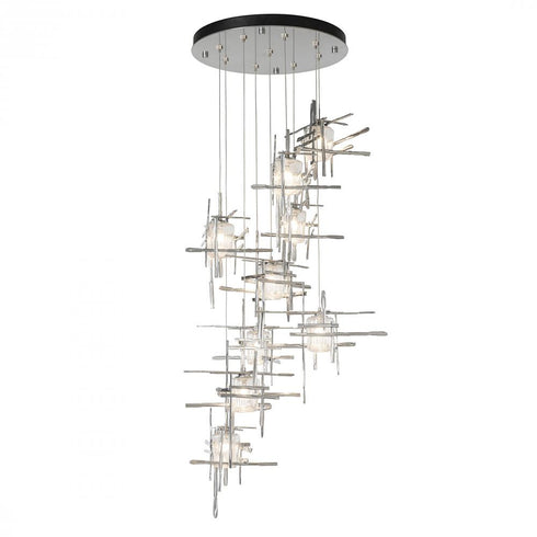 Hubbardton Forge Tura 9 Light Seeded Glass Round Pendant Model: 131107-SKT-LONG-86-II0728