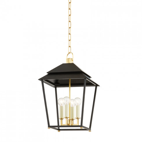 Hudson Valley 4 Light Lantern Model: 5119-AGB/SBK