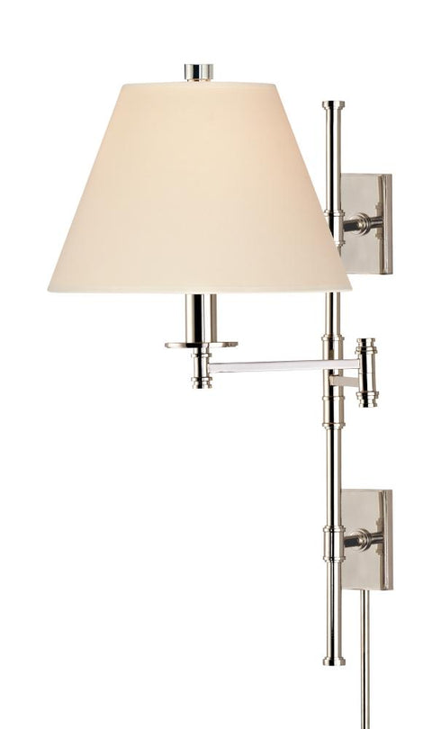 Hudson Valley Claremont 1 Light Wall Sconce With Plug White Shade Model: 7731-OB-WS