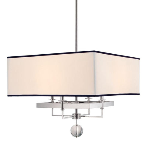 Hudson Valley Gresham Park 4 Light Chandelier With Black Trim On Shade Model: 5646-PN