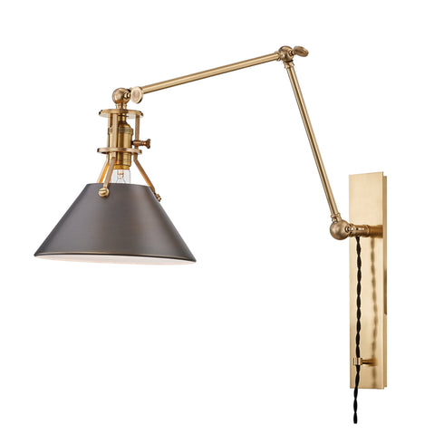 Hudson Valley Metal No.2 1 Light Swing Arm Wall Sconce Model: MDS953-ADB