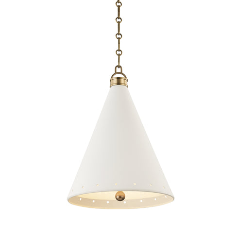 Hudson Valley Plaster No.1 1 Light Medium Pendant Model: MDS401-AGB/WP