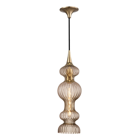 Hudson Valley Pomfret 1 Light Pendant With Bronze Glass Model: 1600-AGB-BZ
