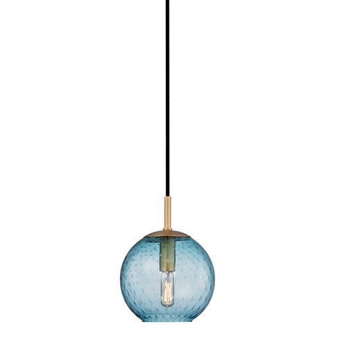 Hudson Valley Rousseau 1 Light Pendant Blue Glass Model: 2007-AGB-BL
