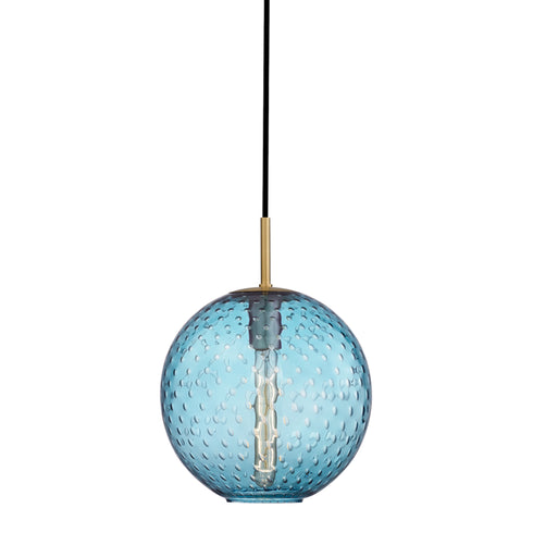 Hudson Valley Rousseau 1 Light Pendant Blue Glass Model: 2010-AGB-BL
