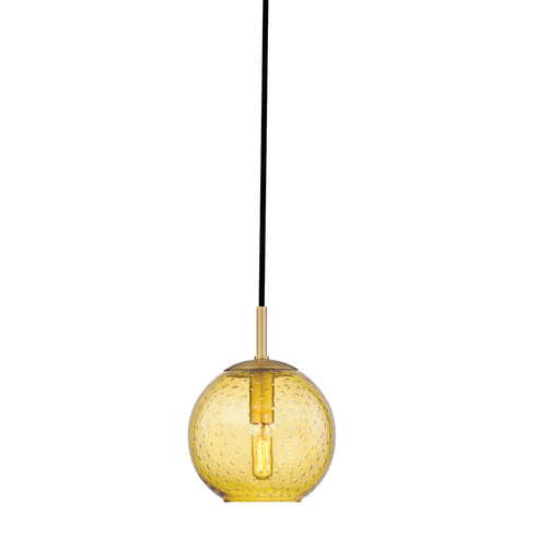 Hudson Valley Rousseau 1 Light Pendant Light Amber Glass Model: 2007-AGB-LA