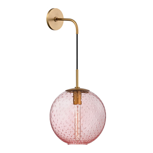 Hudson Valley Rousseau 1 Light Wall Sconce Pink Glass Model: 2030-AGB-PK