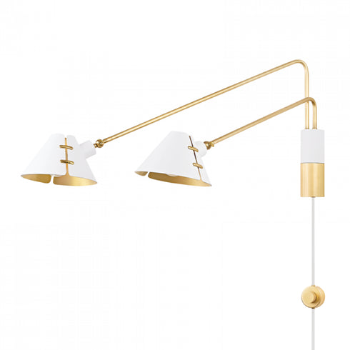 Hudson Valley Split 2 Light Portable Wall Sconce Model: KBS1752102-AGB/SWH