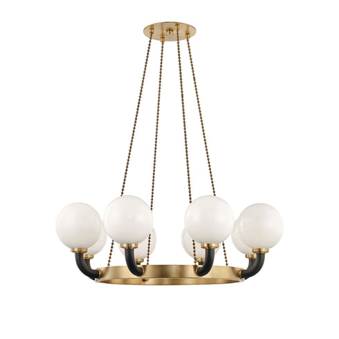 Hudson Valley Werner 8 Light Pendant Model: 3646-AGB/BK