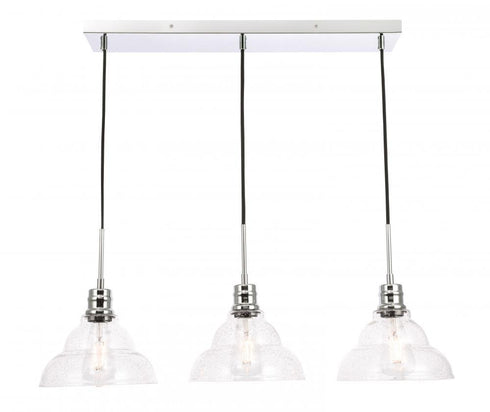 Living District 3 Light Clive 3 Light Chrome And Clear Seeded Glass Model: LD6223C