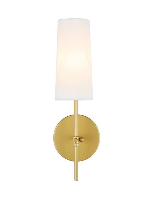 Living District 4 Light Mel 1 Light Brass And White Shade Wall Sconce Model: LD6004W5BR