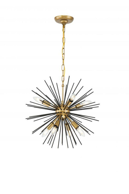 Living District 8 Light Timber 8 Light Brass Pendant Model: LD5036D20BR