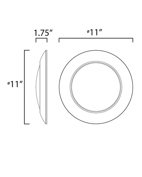 Maxim Diverse 11 Inch LED Flush Mount 3000k Non T24 Model: 57855WTBK