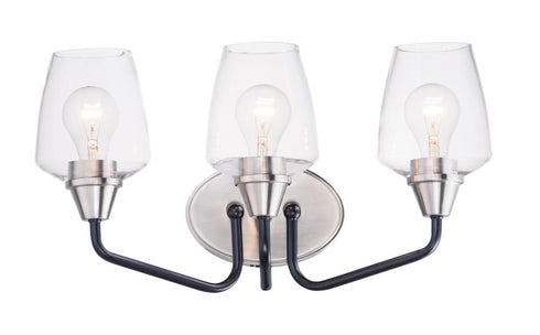 Maxim Goblet 3 Light Bath Vanity Model: 26122CLBKSN
