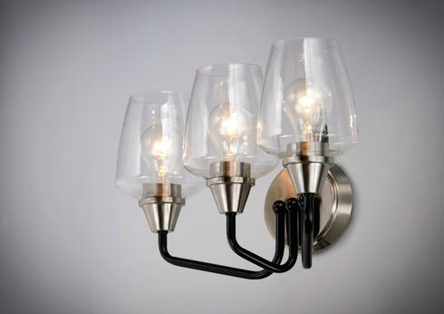 Maxim Goblet 3 Light Bath Vanity Model: 26122CLBKSN
