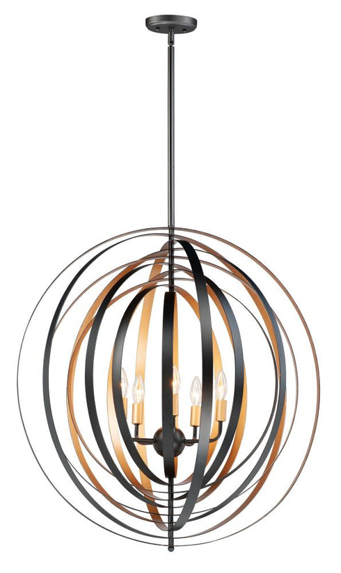 Maxim Radial 5 Light Pendant Model: 28675BKGLD