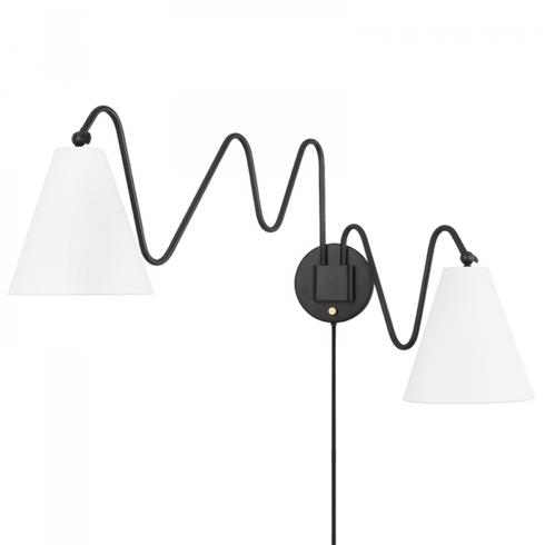 Mitzi Onda 2 Light Portable Wall Sconce Model: HL699102-SBK