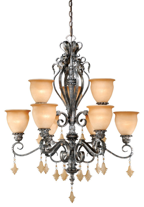 MM-CHU009AE Vaxcel Montmarte 9L Chandelier Athenian Bronze