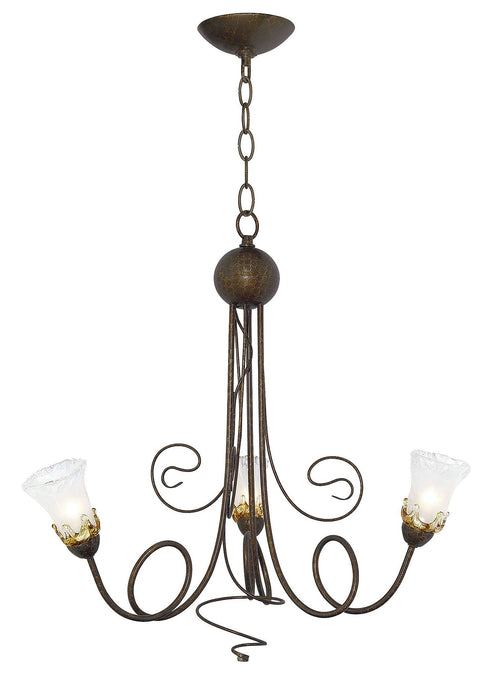 P126-3-109 3-Light Flower Glass Pendant Chandelier