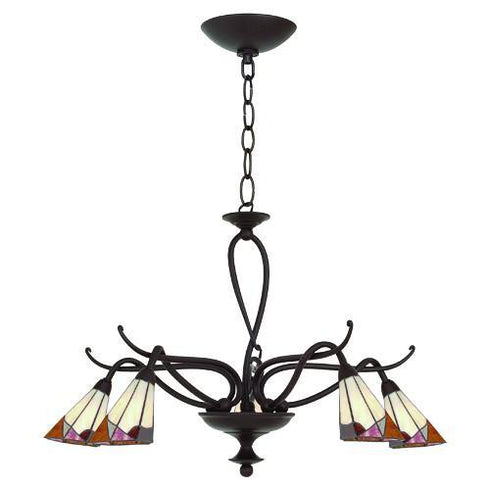 P139-5-47 Halifax Collection 5-Light Tiffany Glass Pendant Chandelier