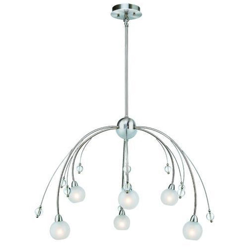 P170-6-SCH 6-Light Satin Chrome Contemporary Pendant Chandelier
