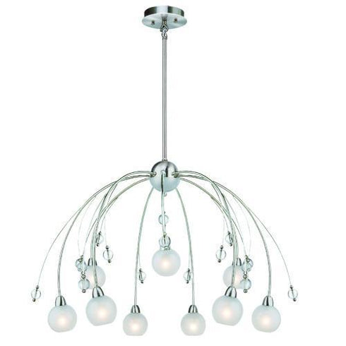 P170-9-SCH 9-Light Satin Chrome Contemporary Pendant Chandelier