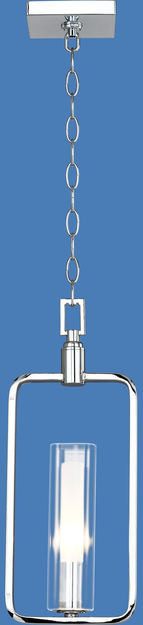 P221-1-CM Chrome Sleek Mini-Pendant with Clear/Frosted Glass Shade