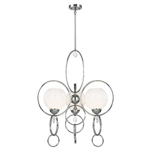 P300-3-M-CM 3-Light Geometric Chandelier with 7" Metal Rings