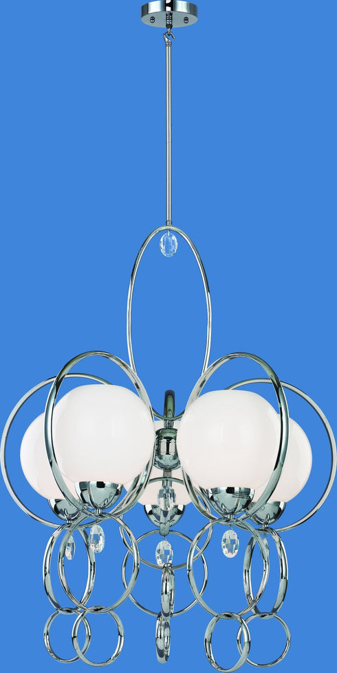 P300-5-M-CM 5-Light Geometric Chandelier with 7" Metal Rings