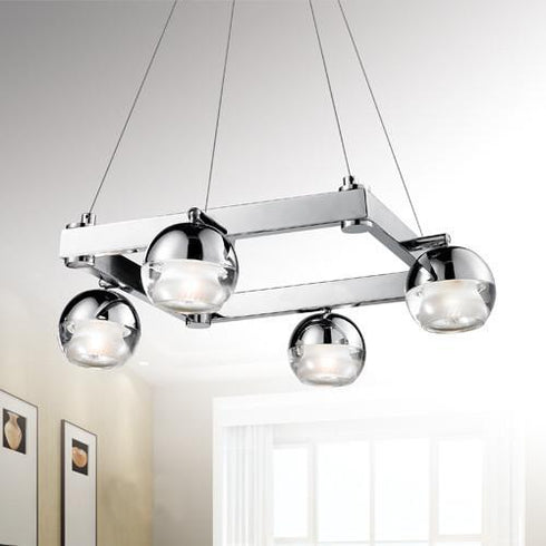 P340-4-CM 4-Light Modern Chrome Square Pendant Track Light