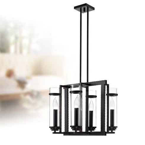 P341-4-193 4-Light Dark Bronze Candle Style Pendant Chandelier