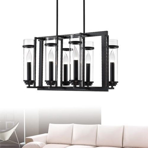 P341-6-193 6-Light Dark Bronze Candle Style Pendant Chandelier