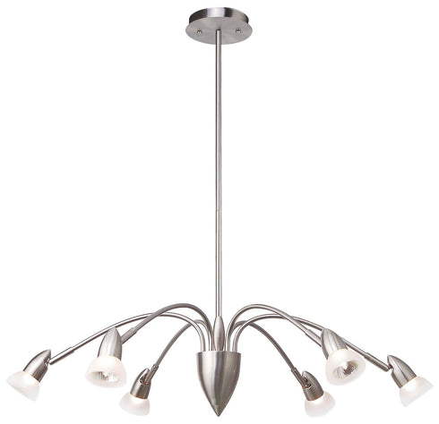 P44-6-SCH 6-Light Satin Chrome Halogen Down Light Chandelier