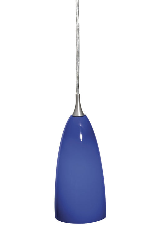 PD30146SN Vaxcel Milano 4" Mini Pendant Satin Nickel w/Blue Glass
