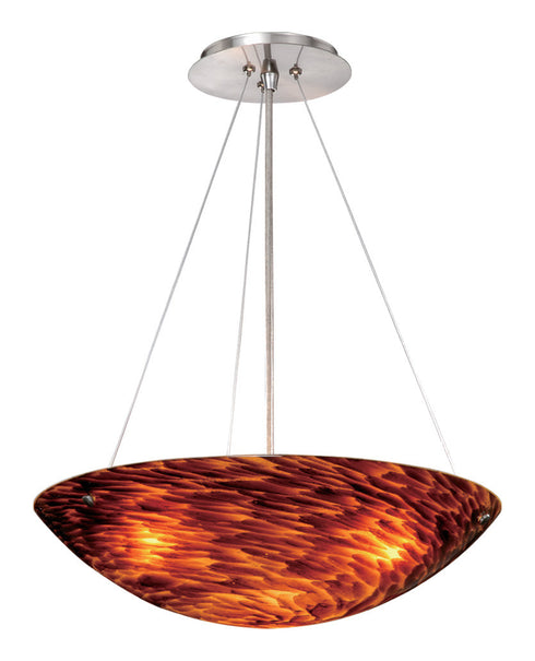PD53213SN Vaxcel Milano 16" Pendant Satin Nickel w/Flaming Amber Glass
