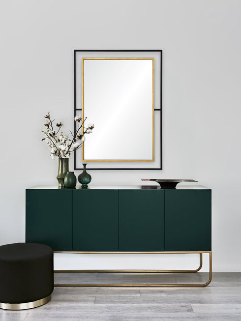 Renwil Gray Rectangle Mirror With A Blackantique Model: MT2244