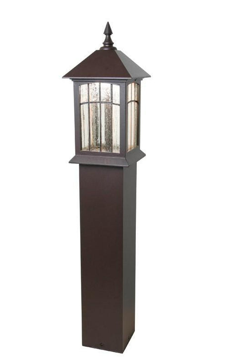 Snoc Cast Aluminum Bollard With Tiffany Glass Panels Model: LH0873 LH (0873)