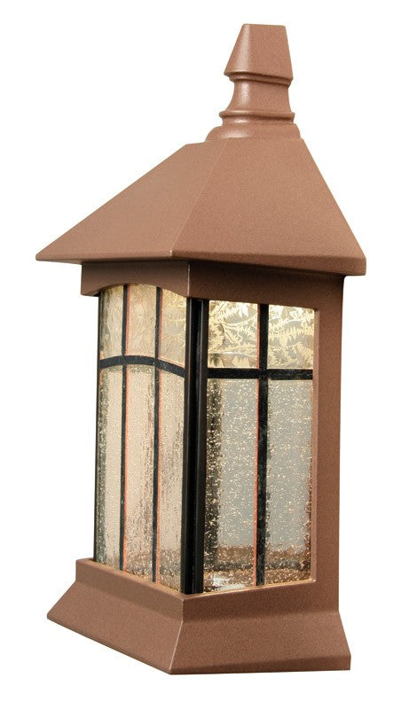 Snoc Cast Aluminum Patio Or Fence Light With Tiffany Glass Panels Model:0968 LH