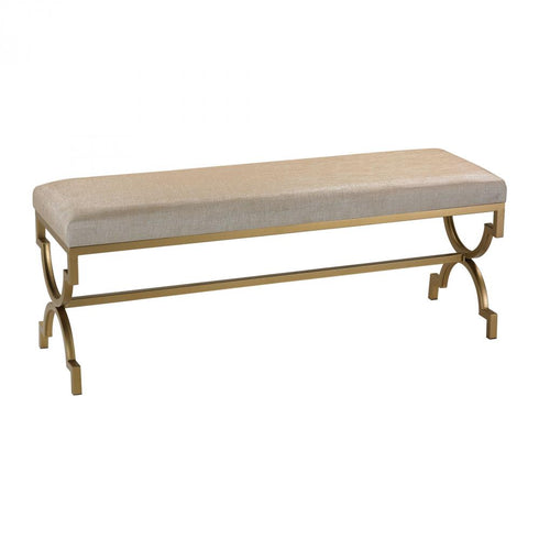 Sterling 180-003 Gold Cane Double Bench In Cream Metallic Linen