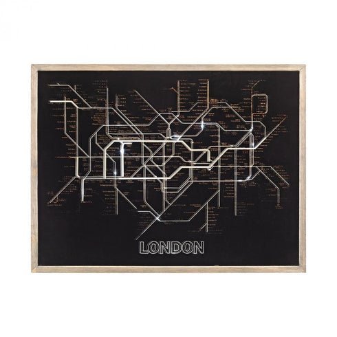Sterling 351-10238 Tubetime Grey With Black 24-inch Wood And Glass London Tubemap Wall Decor