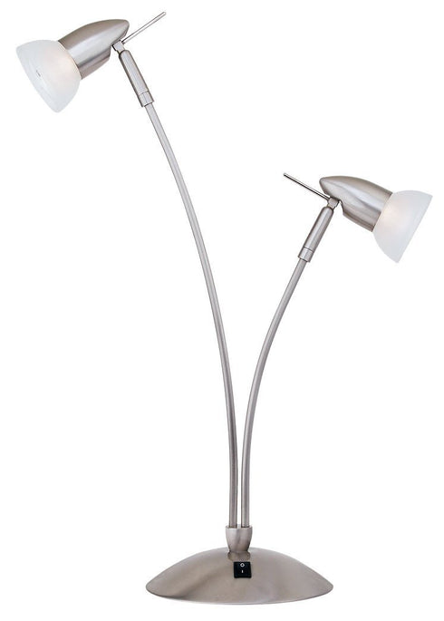 T44-2-SCH 2-Light Satin Chrome Halogen Table Lamp