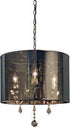 Three Light Chrome Chandelier with Drum Shaped Mylar Shade