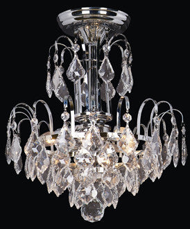 Three Light Chrome Finish Faux Crystal Semi-Flush