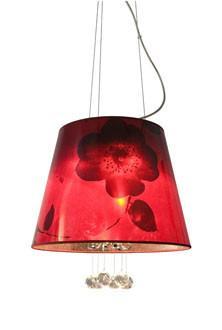 Three Light Flower Shade Pendant with Crystal Accents