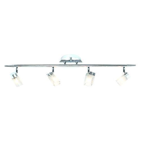 TK161-4-CM 4-Light Chrome Ceiling Track with Ribbed Glass Shades