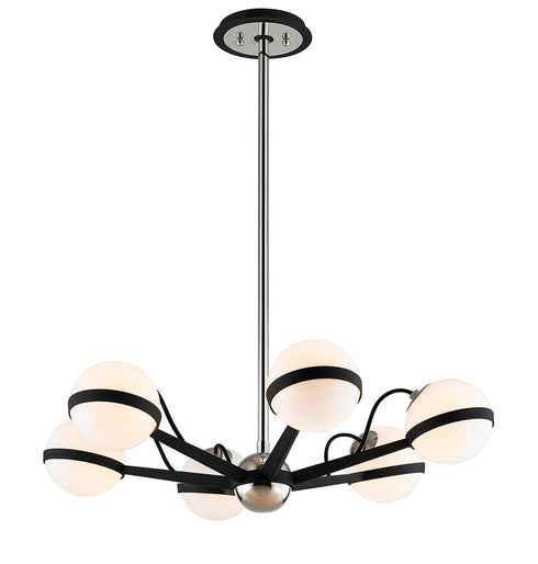 Troy Ace 6 Light Chandelier Small Model: F7163-TBK/PN