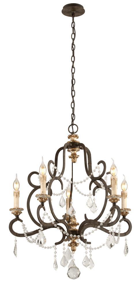 Troy Bordeaux 5 Light Chandelier Small Model: F3515-PZ/DG