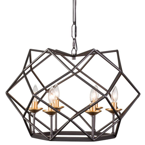 Varaluz Geo 6 Light Pendant Antique Gold Rustic Model: 295P06AGRB