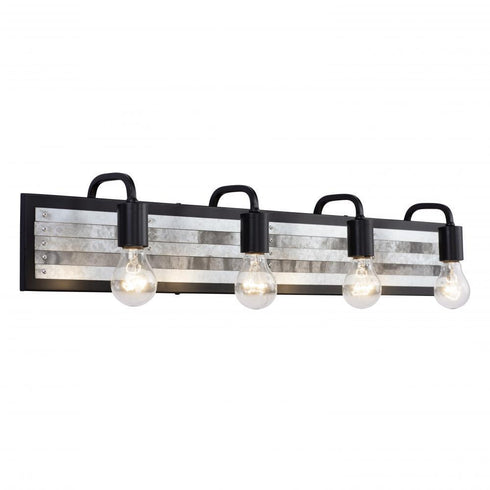Varaluz Abbey Rose 4 Light Bath Blac Galvanized Model: 336B04BL